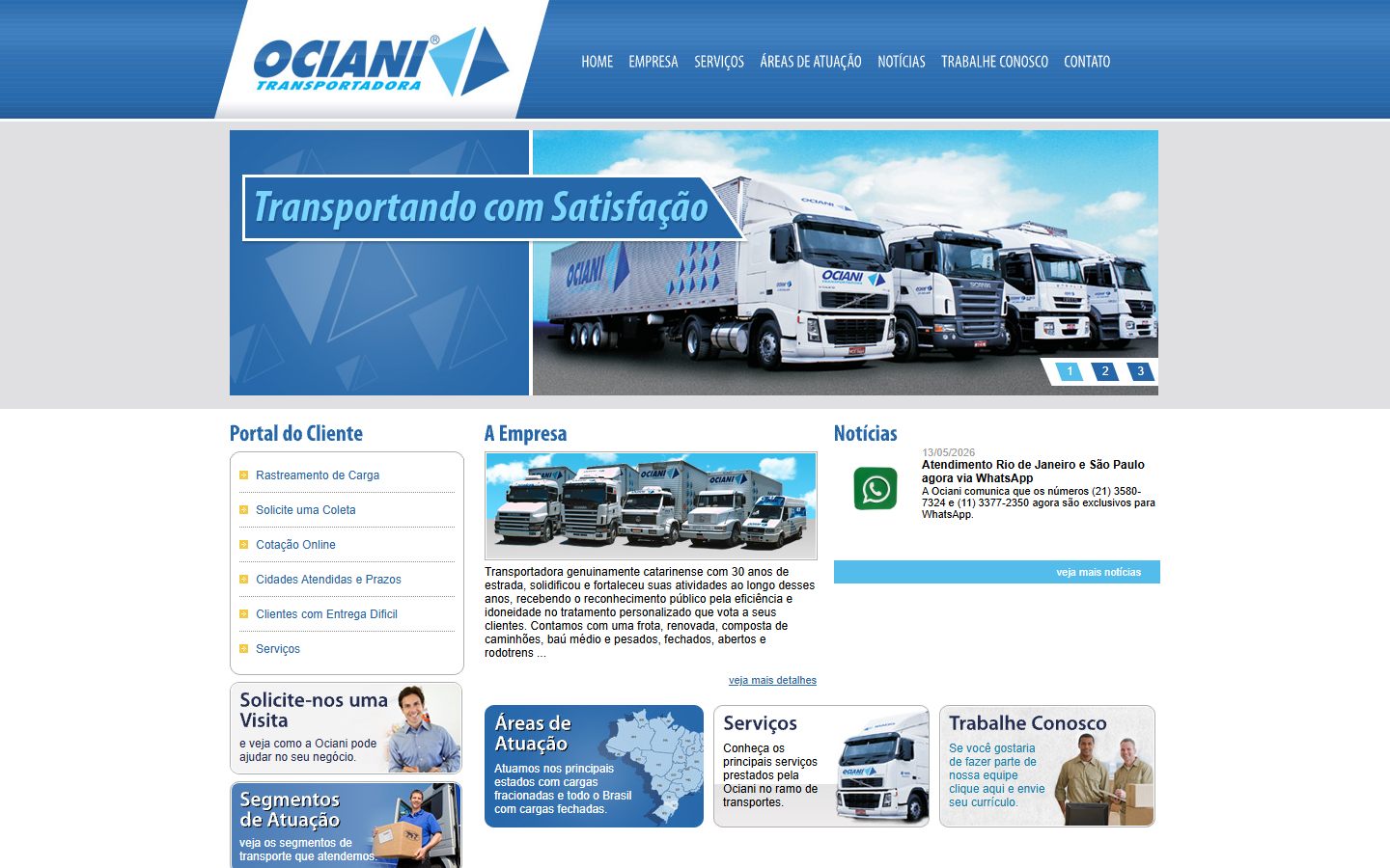 Site antigo da Ociani Transportadora